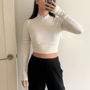 Talentless Waffle Long Sleeve Crop Top in Bone